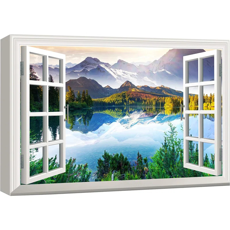IDEA4WALL Window Scenery " Landscape Serene Mountain Lake Nature Wilderness "