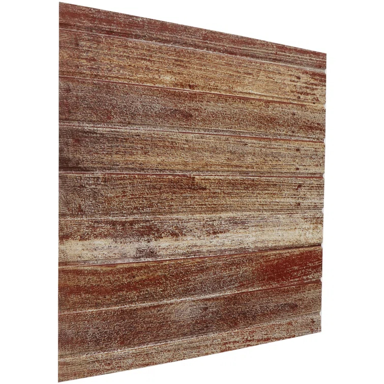FromPlainToBeautifulInHours Faux Wood Plank Fire Rated Panel 24'' L x 24'' W Textured PVC Drop-In Ceiling Tile (Set of 10)