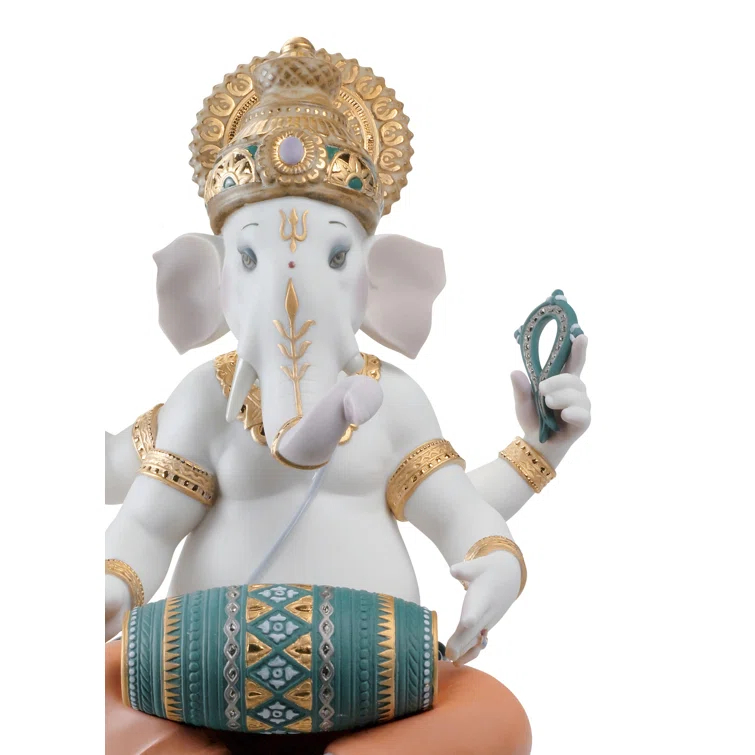 Lladro Mridangam Ganesha Figurine
