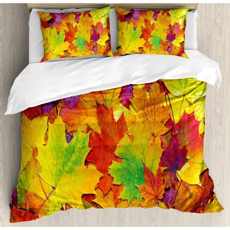 Ambesonne Fall Modern & Contemporary Floral Duvet Cover Set