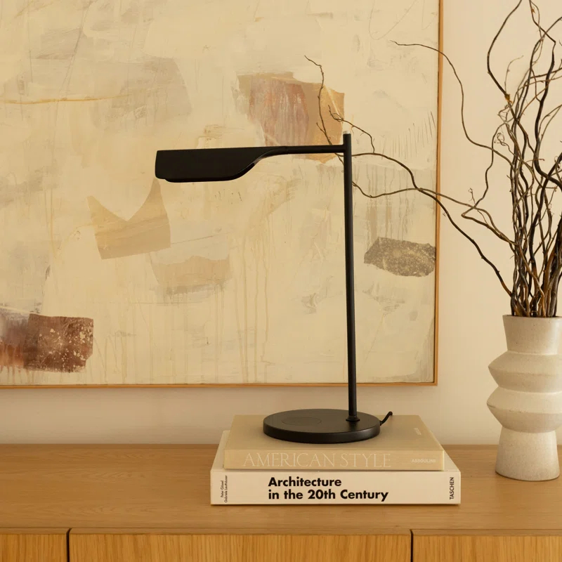 Brightech Leaf 16" Vintage LED Desk Lamp with Wireless Charging Pad, Adjustable Arm, and 3-Way Dimming