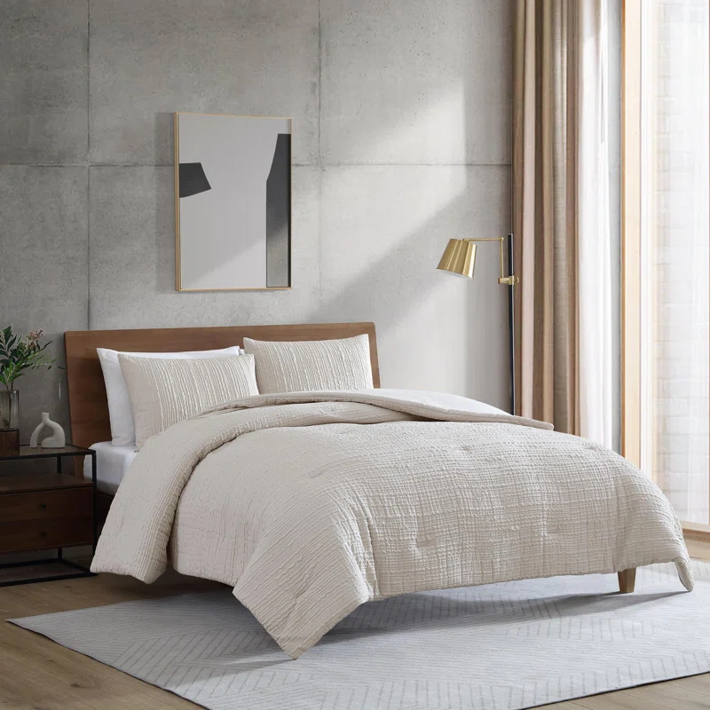 Kenneth Cole Serenity Wavy Lines Beige Comforter Set