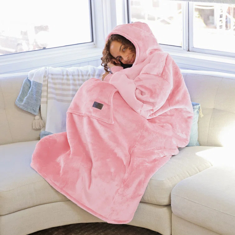 Catalonia Full Body Blanket Hoodie Sweatshirt, Extra Long Oversized Comfortable Sherpa Lounging Pullover & Reviews | Wayfair