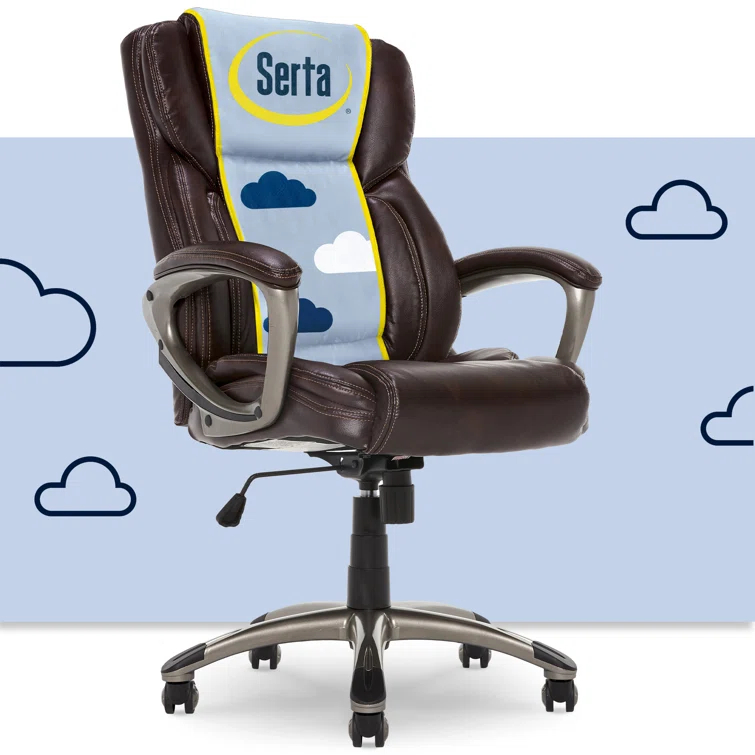 Serta Serta Garret Executive Office Chair, Ergonomic Lumbar Support, Semi-Plush Cushion, Body Pillows
