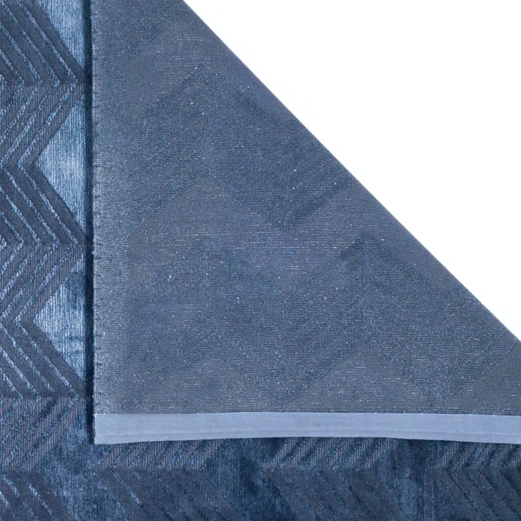 Sapphire Hand-Knotted Wool and Viscose Chevron Area Rug