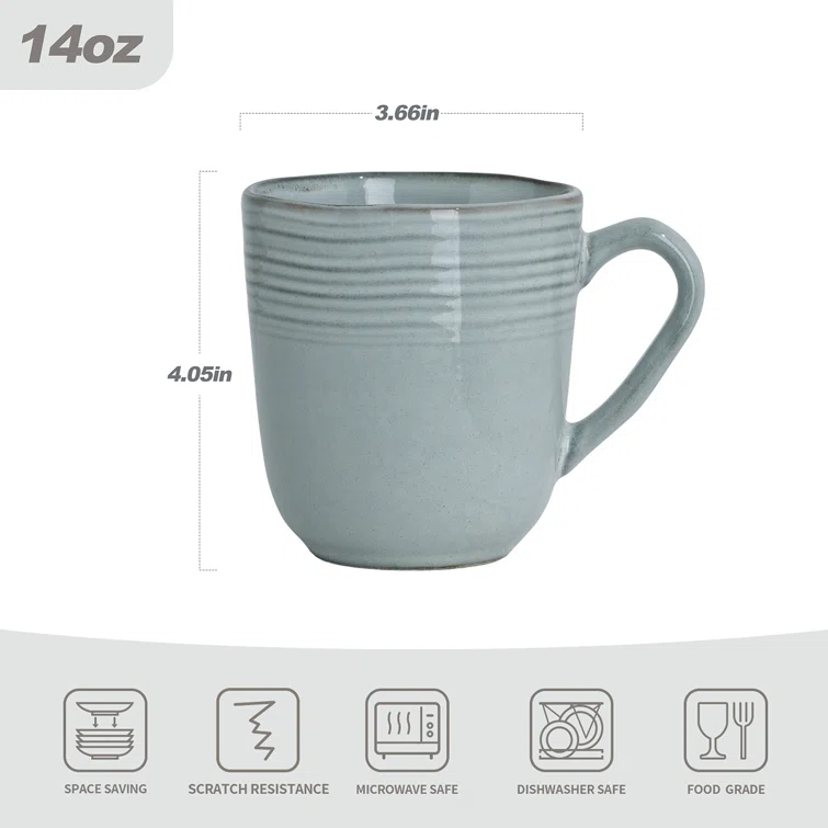 Evansburg 14oz Stoneware Coffee Mug- Service for 4 (Set of 4)