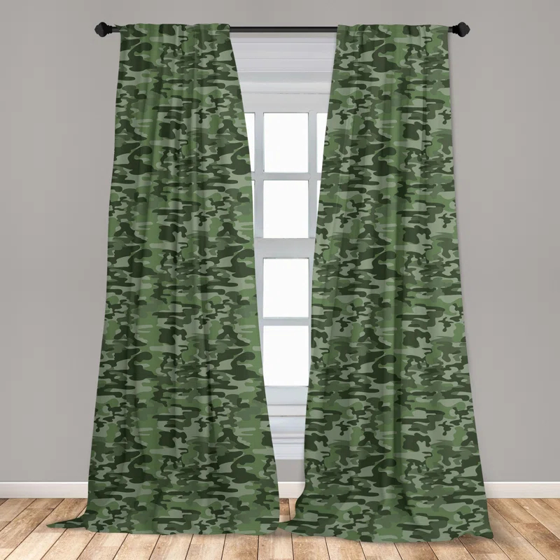 Ambesonne Forest Camouflage Semi-Sheer Rod Pocket Sliding Panel (Set of 2)