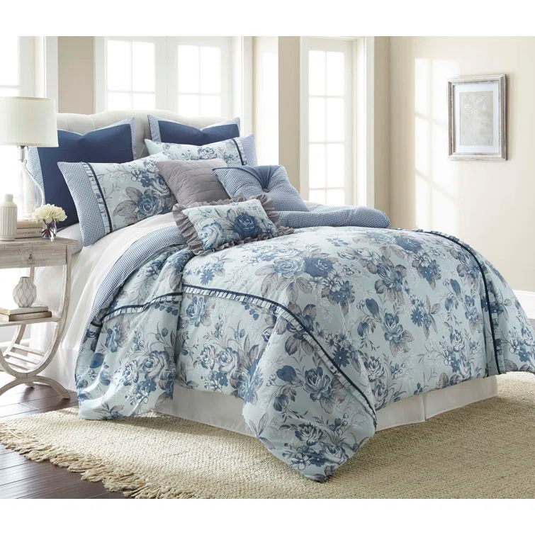 Amrapur Overseas Inc. Modern Threads Farmhouse 8-Piece Floral Comforter Set