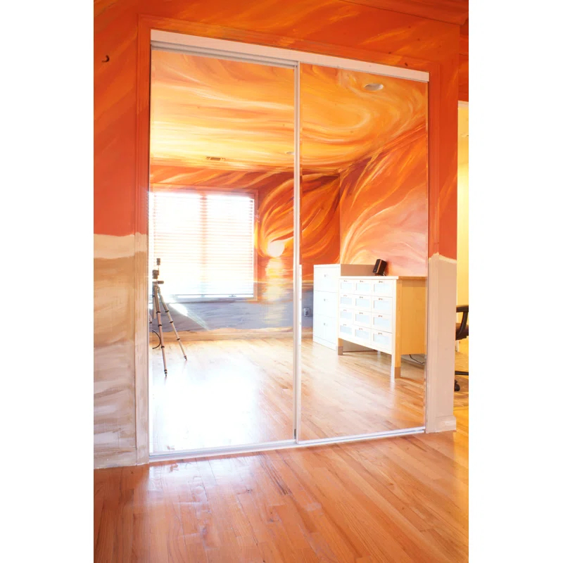 80'' Solid + Manufactured Wood Mirrored Sliding Closet Doors