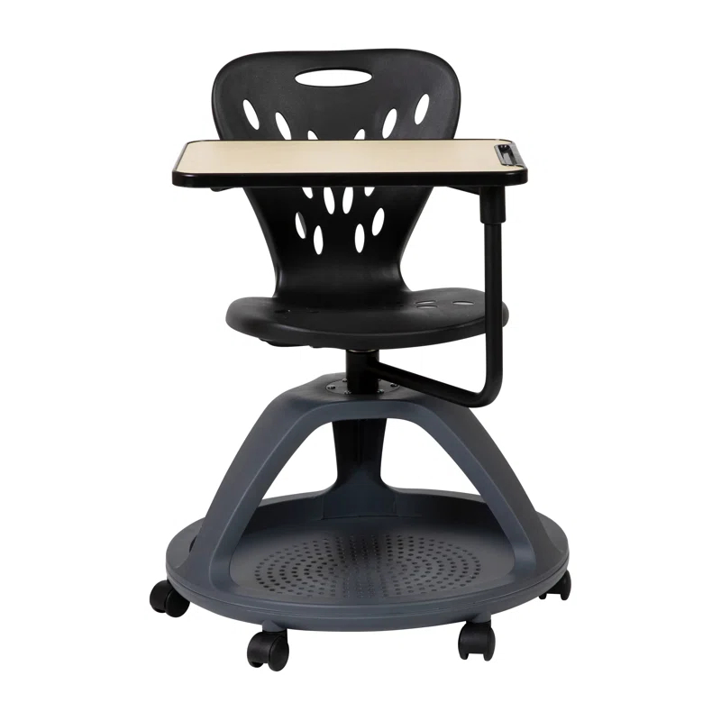 Flash Furniture Mobile Desk Chair with 360° Tablet Rotation and Storage Cubby