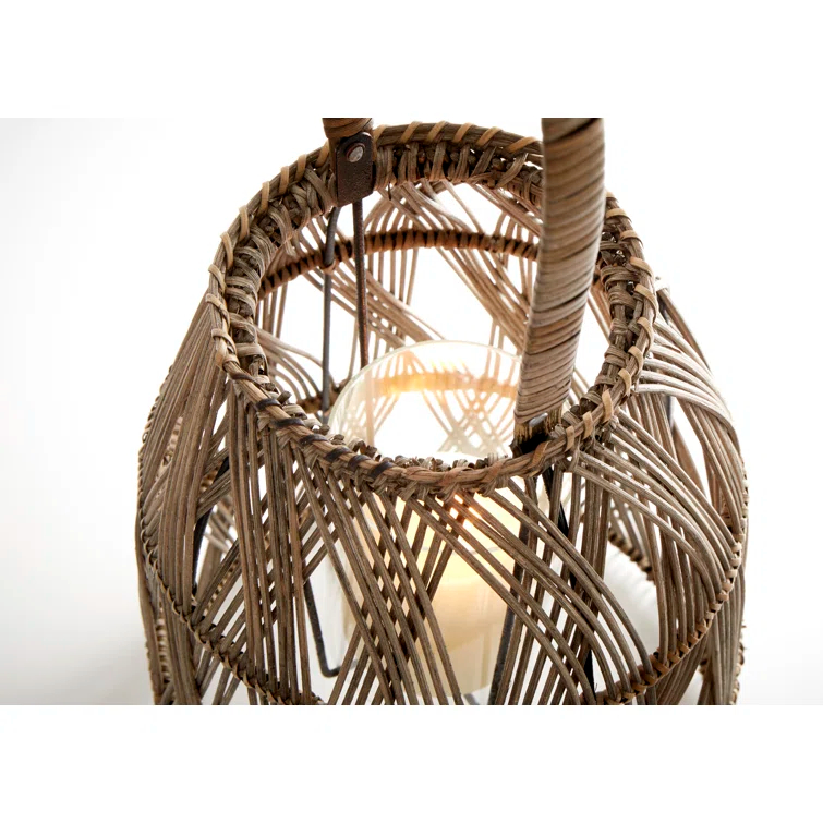 Jude Woven Rattan Lantern With Handle