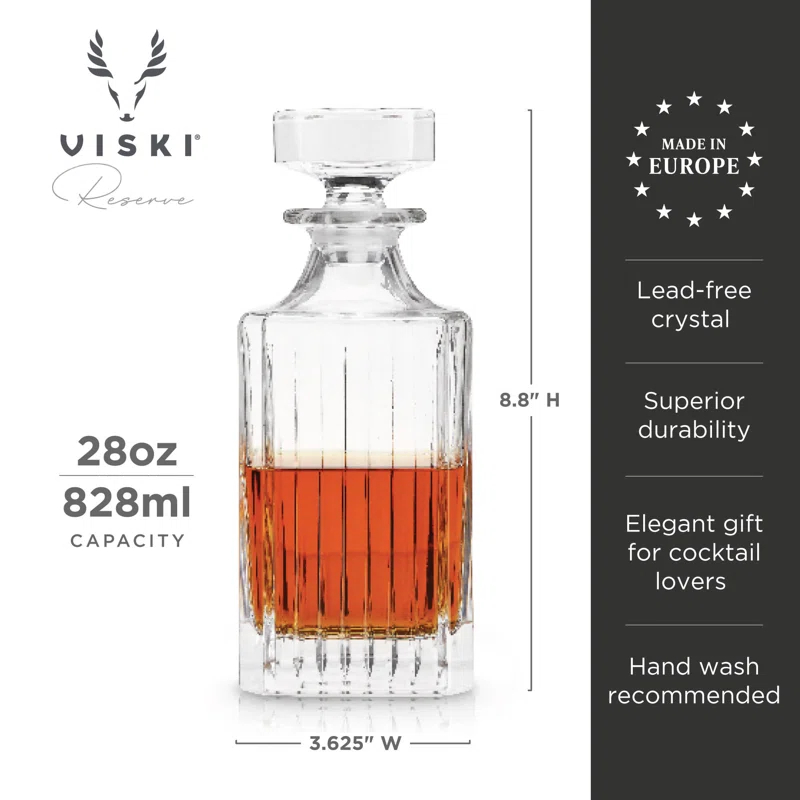 Viski Reserve Milo Crystal Liquor Decanter