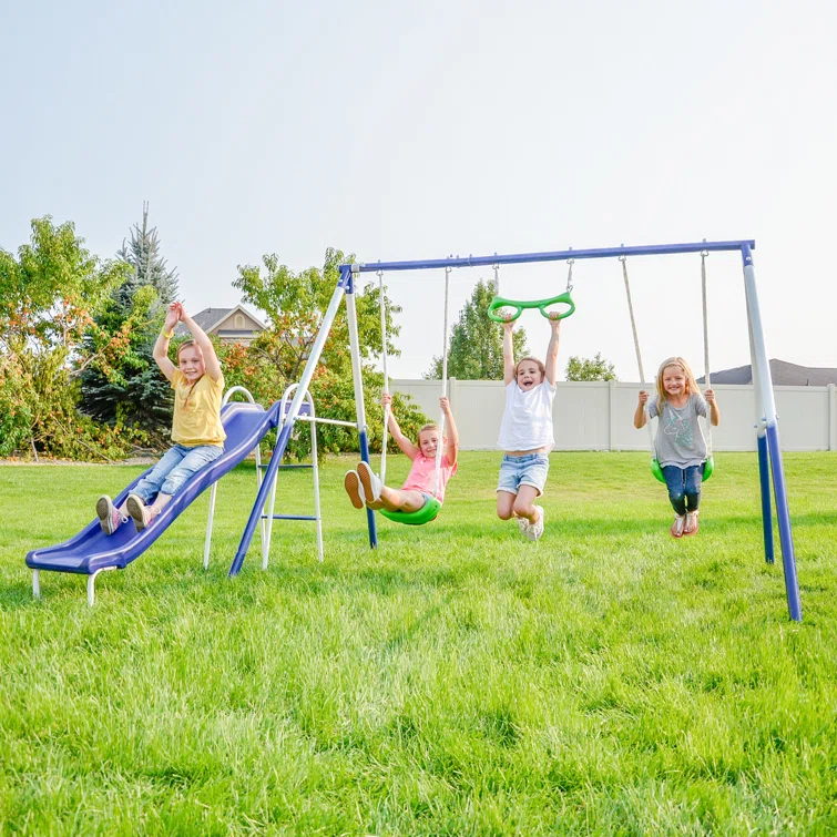 Sportspower Sportspower Sierra Vista Metal Swing Set with Lifetime Warranty on 5' Double Wall Slide