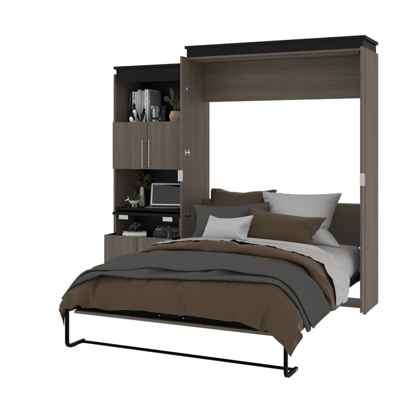 Mercury Row® Armiead Murphy Bed with Shelves and Pull-Out out Dewsk