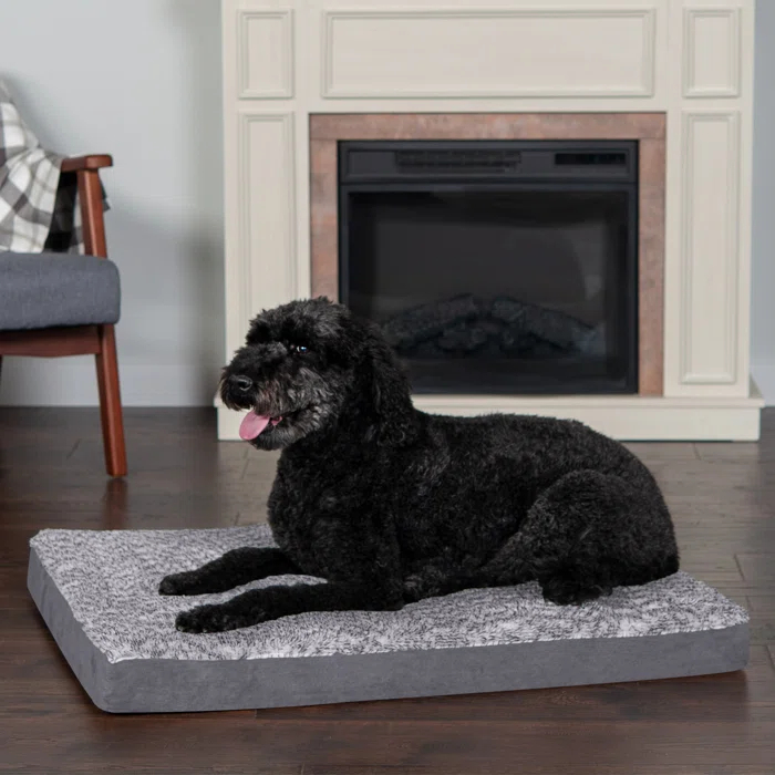 FurHaven Two-Tone Faux Fur and Suede Deluxe Orthopedic Dog Bed