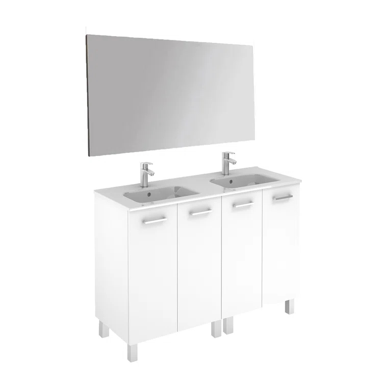 WS Bath Collections Logic 47.3'' Double Bathroom Vanity with Ceramic Top with Mirror