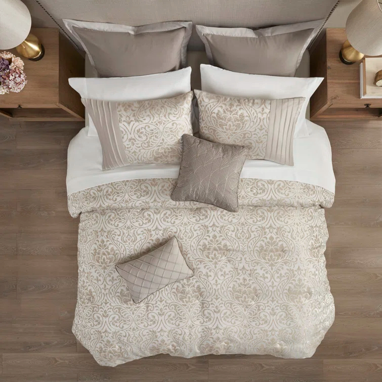 Madison Park Emilia 12 Piece Jacquard Comforter Set with Bed Sheets