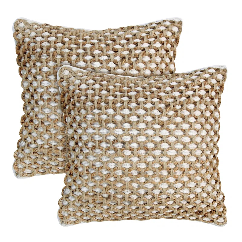Boho Living Boho Living Jada Decorative Pillow Collection Jute/Cotton Indoor Square Throw Pillow with & Insert (Set of 2)