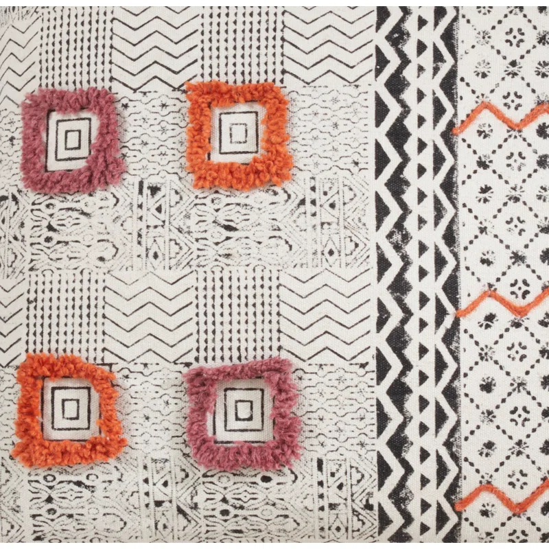 Saro Lola Collection Appliqued Cotton Throw Pillow