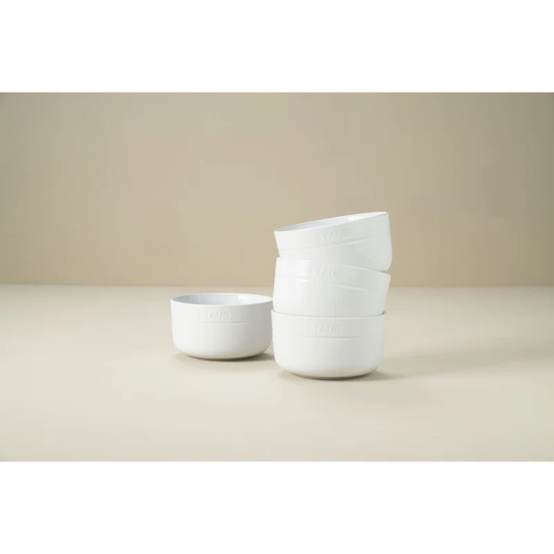 Staub Dining Line 4 Piece Ceramic Bowl Set, White