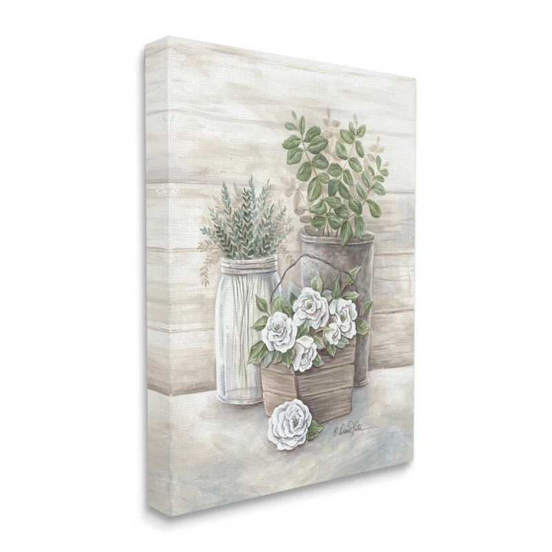 Stupell Industries " Country Succulents Botanicals Rustic Jar Planter Design " by Diane Kater