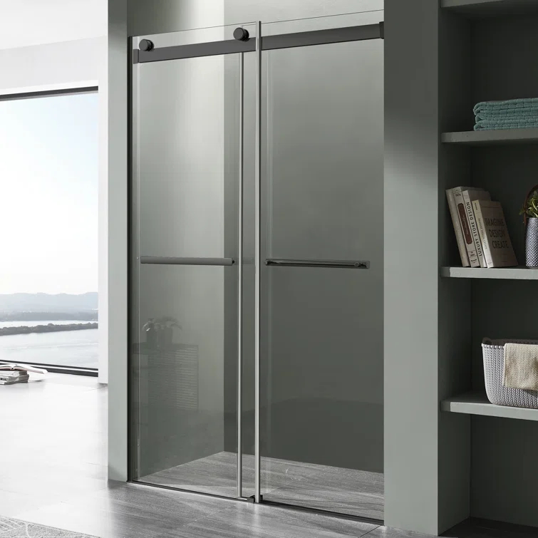 ANZZI Kahn 60" W x 76" H Double Sliding Frameless Shower Door SD-FRLS05802MB