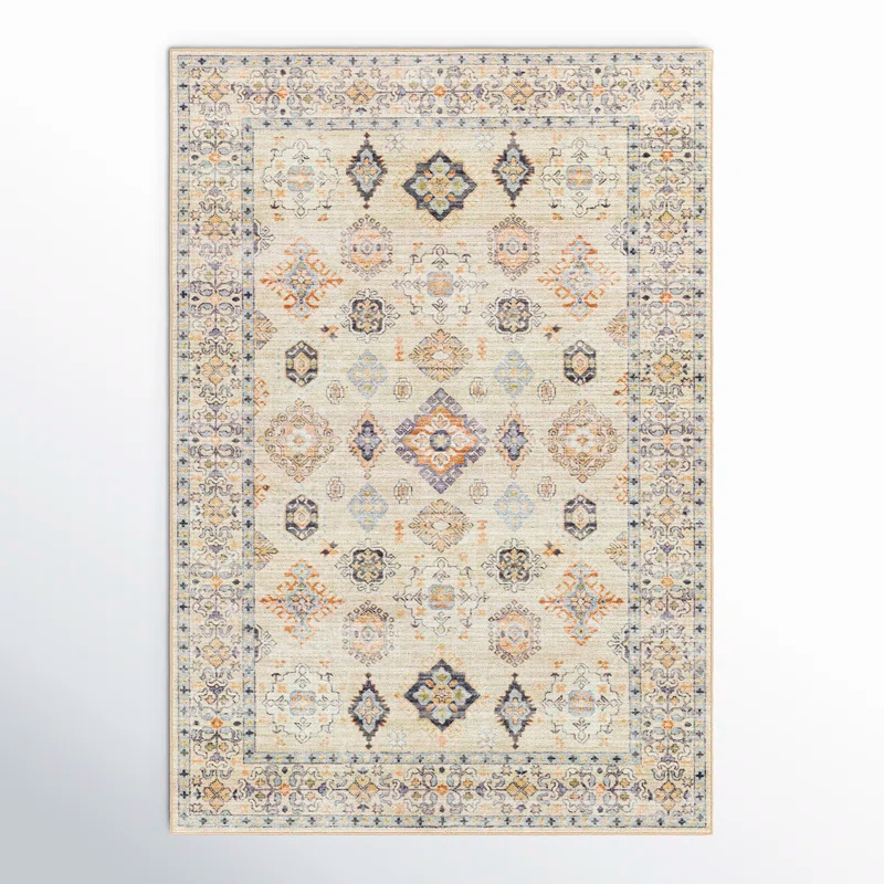 Joss & Main Emmie Oriental Beige/Olive/Denim/Charcoal/Sage Area Rug
