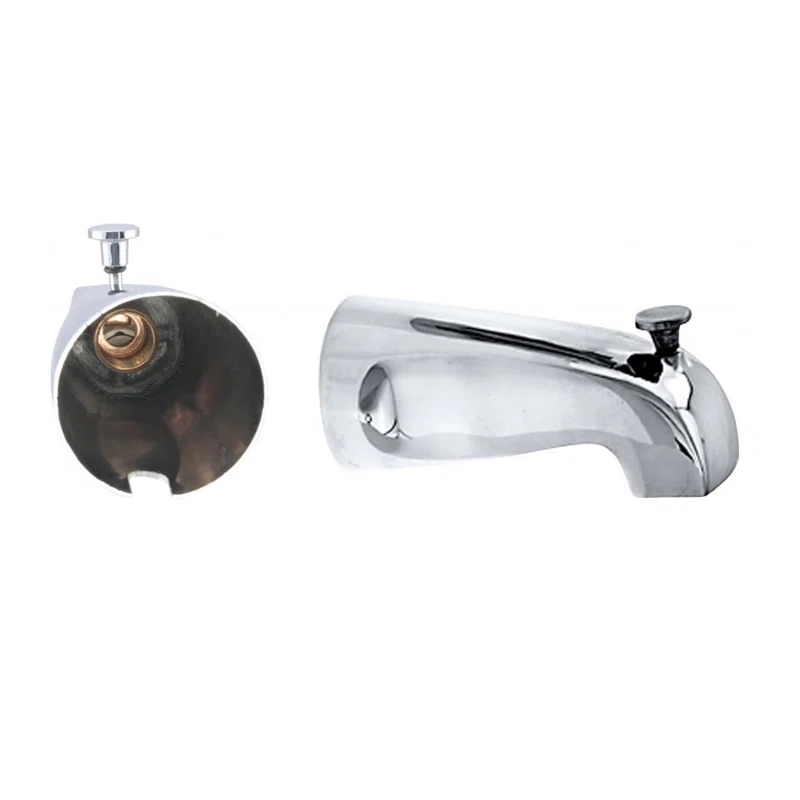 5-1/2" Reach Brass Wall Mount Tub Spout with Nose Diverter