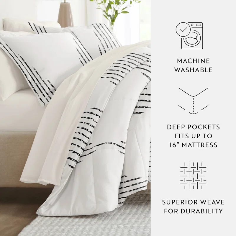 7-Piece Bedding Bundle - Pattern Comforter and Sheet Set