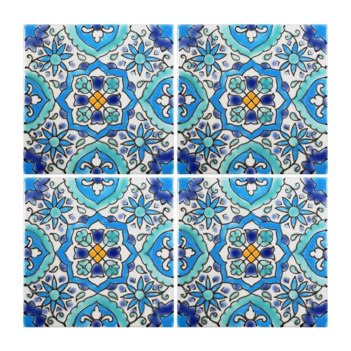 Casablanca Market Mediterranean 4'' x 4'' Hand Painted Ceramic Decorative Accent Tile