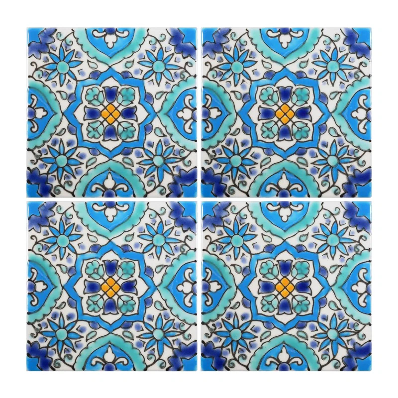 Casablanca Market Mediterranean 4'' x 4'' Hand Painted Ceramic Decorative Accent Tile