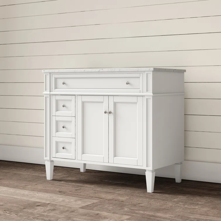 Rivers 40" Free-Standing Single Bathroom Vanity Set with Marble Vanity Top