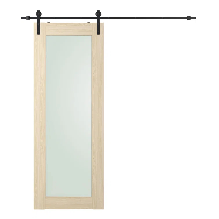 Belldinni Avon 207 Solid Manufactured Wood and Glass Paneled Prefinished Barn Door with Installation Hardware Kit