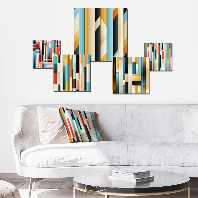 Urban Chic Striped Pattern - Abstract Wall Art Set Of 5