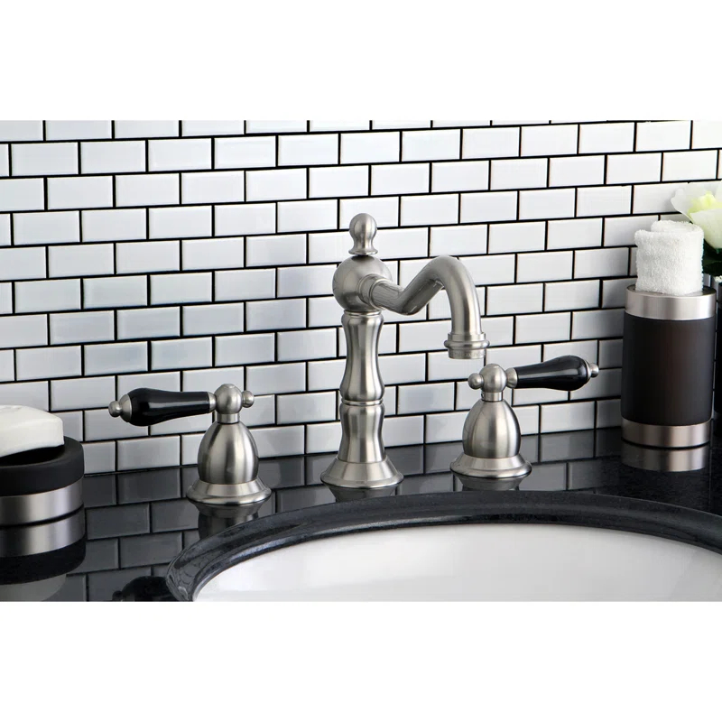 Kingston Brass Duchess Two-Handle 3-Hole Deck Mount Widespread Bathroom Faucet with Brass Pop-Up Drain