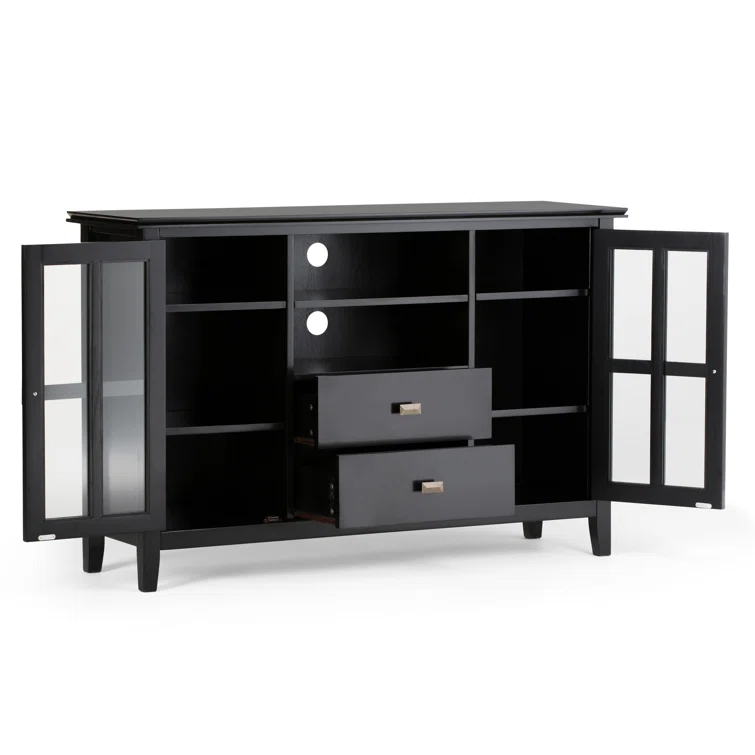 Simpli Home Artisan 53"W Solid Wood Contemporary Tall TV Stand for TVs up to 60" with Adjustable Shelves