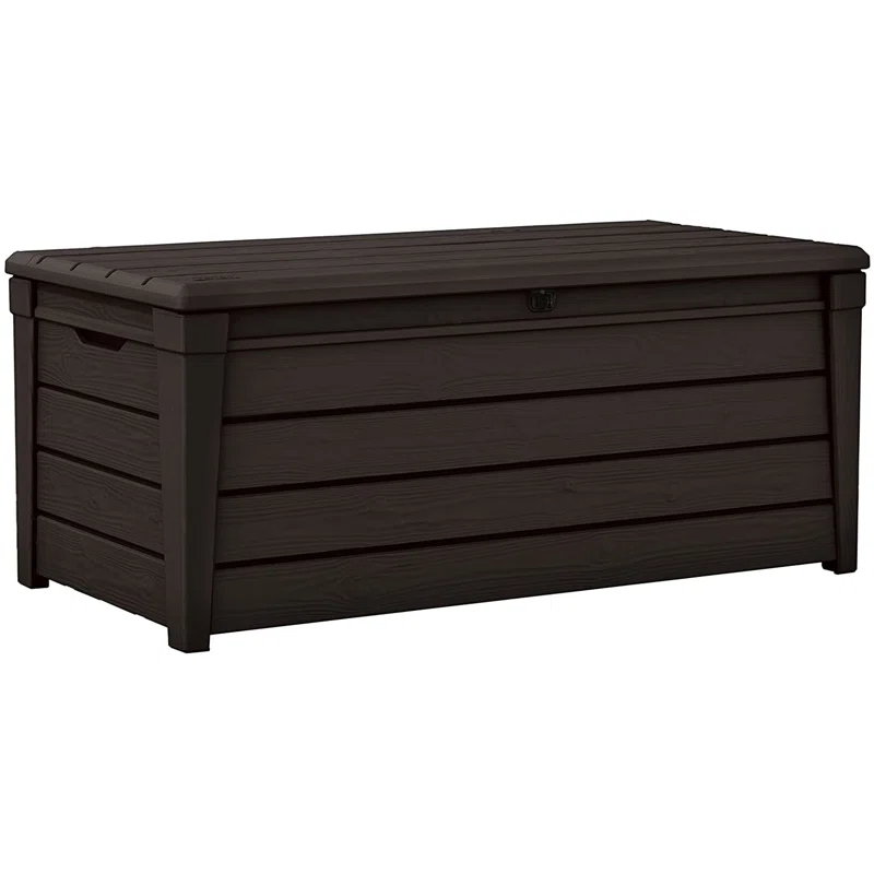 Keter Keter Brightwood 120 Gallon Large Durable Outdoor Storage and Weather Resistant Resin Deck Box