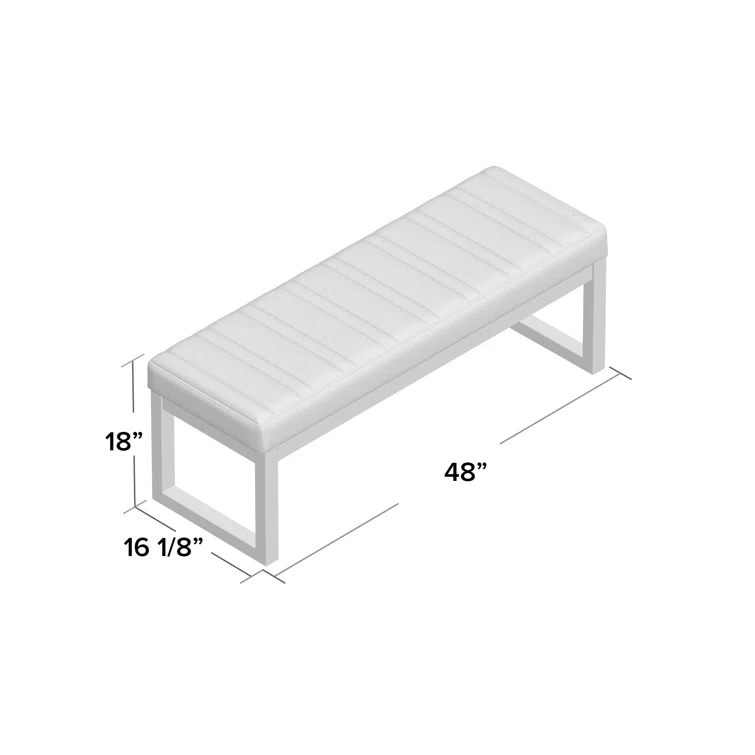 Simpli Home Casey 48"W Distressed Vegan Leather Ottoman Bench with Quilted Vertical Stitching