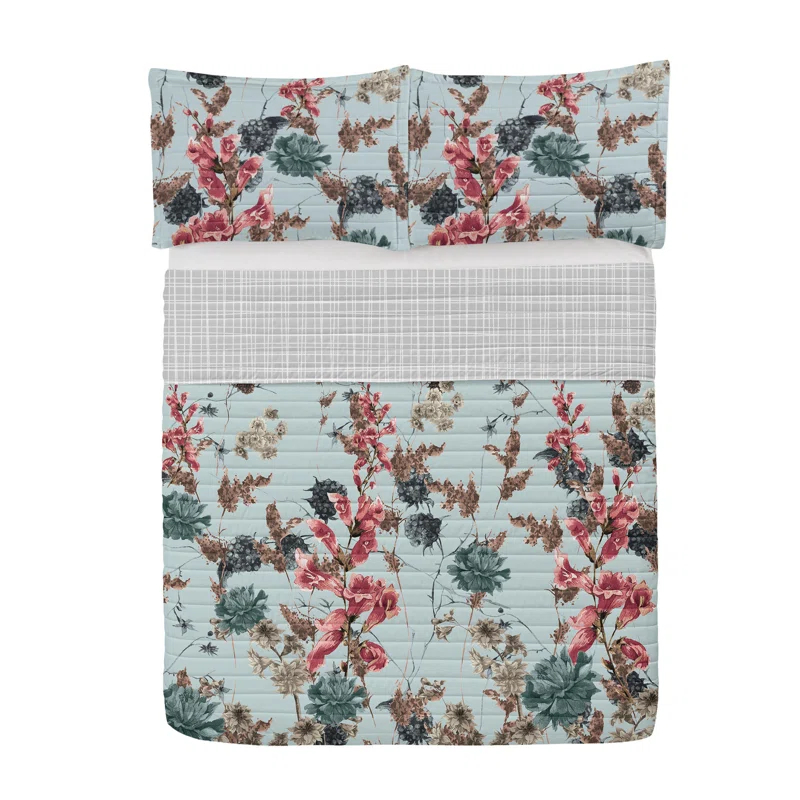 Ambesonne Microfiber Reversible 3 Piece Coverlet/Bedspread Set