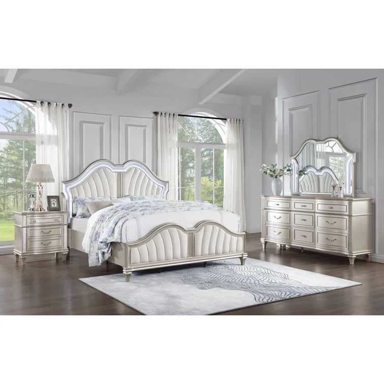 Alma Evangeline 4-Piece Queen Bedroom Set Silver Oak