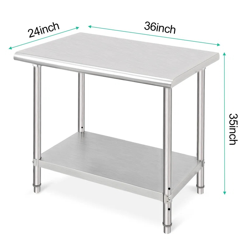 babevy Stainless Steel Table Commercial Work Table,NSF Three Layer Workbench Heavy Duty Prep Worktable