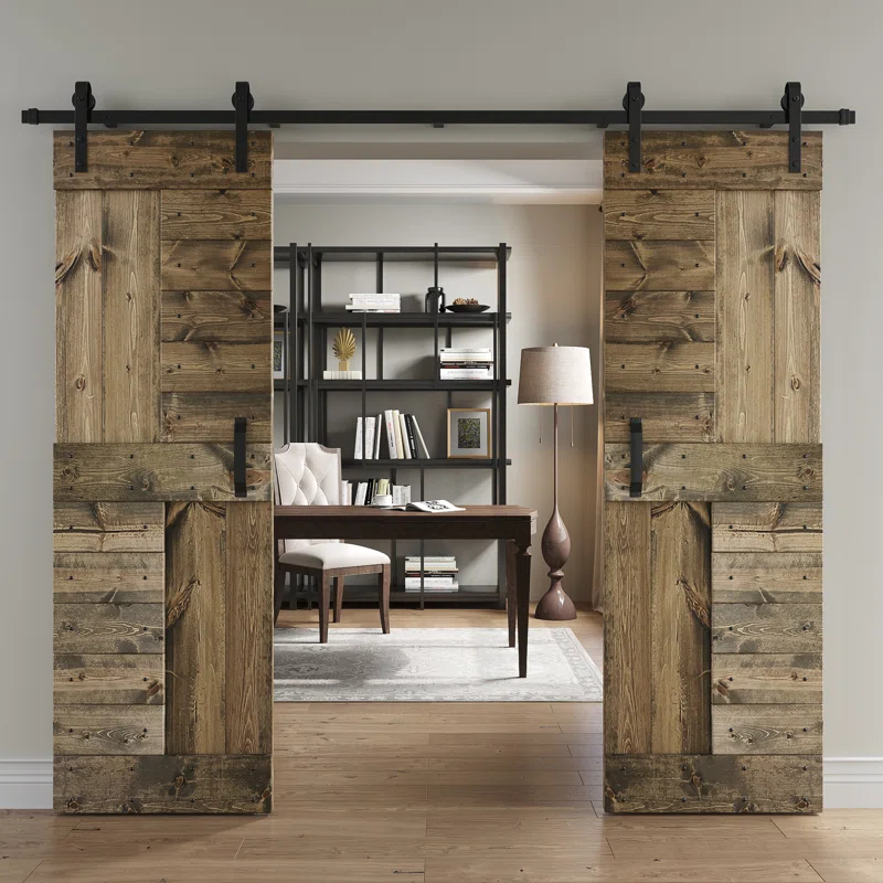 Coast Sequoia 84'' Solid Wood Paneled with Installation Hardware Kit Barn Door