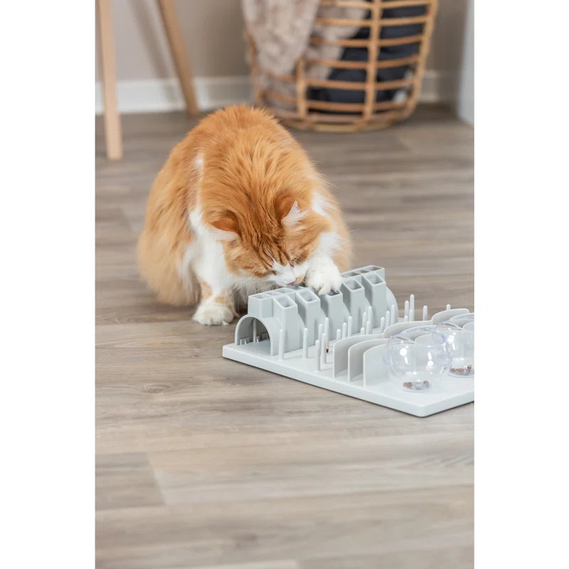 TRIXIE TRIXIE Fun Board Strategy Game for Cats, Puzzle Toy, Treat Dispenser, Interactive Play, White