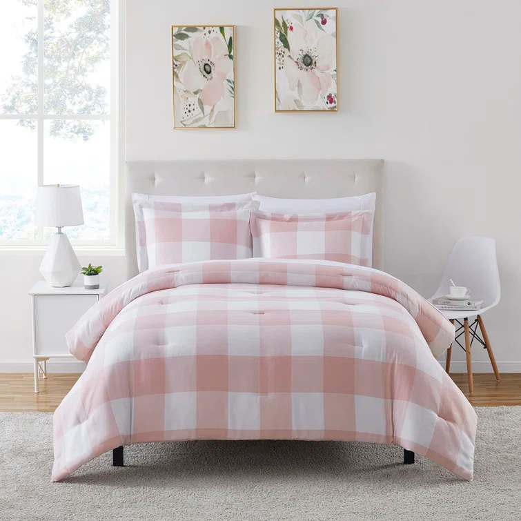 Sweet Home Collection Herringbone Weave Buffalo Check Bed in a Bag Comforter & Sheet Set
