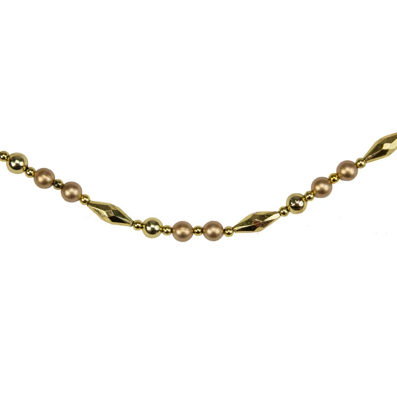 Northlight Seasonal 9' Shiny and Matte Gold Beaded Christmas Garland