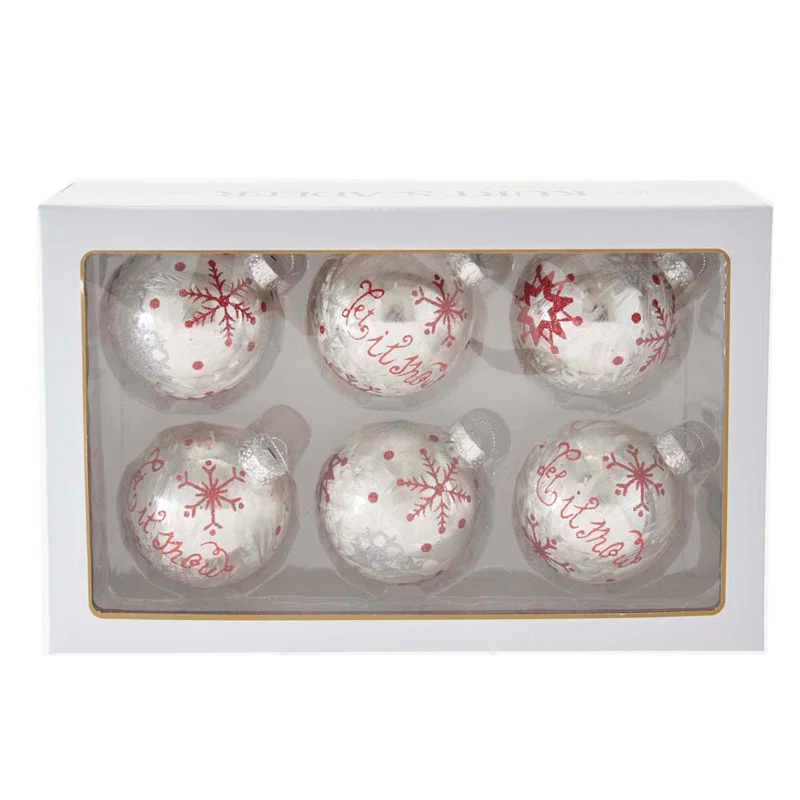 Kurt Adler Glass Christmas Ball Ornament (Set of 6)
