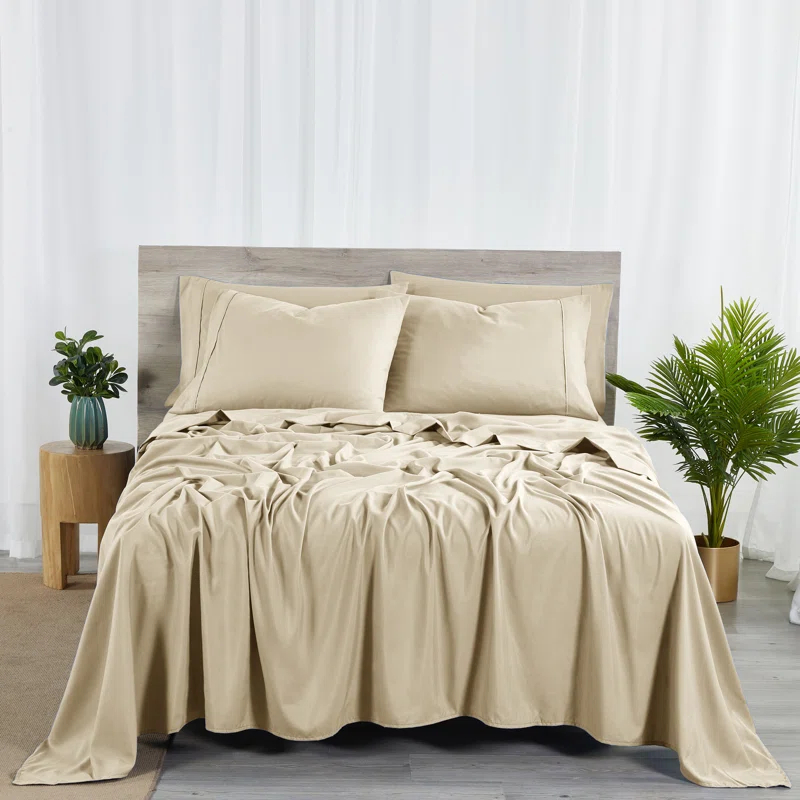 Bed Bath Fashions Bibb Home 2000 Count 6-Piece Rayon From Bamboo Sheet Set with Snug Grip