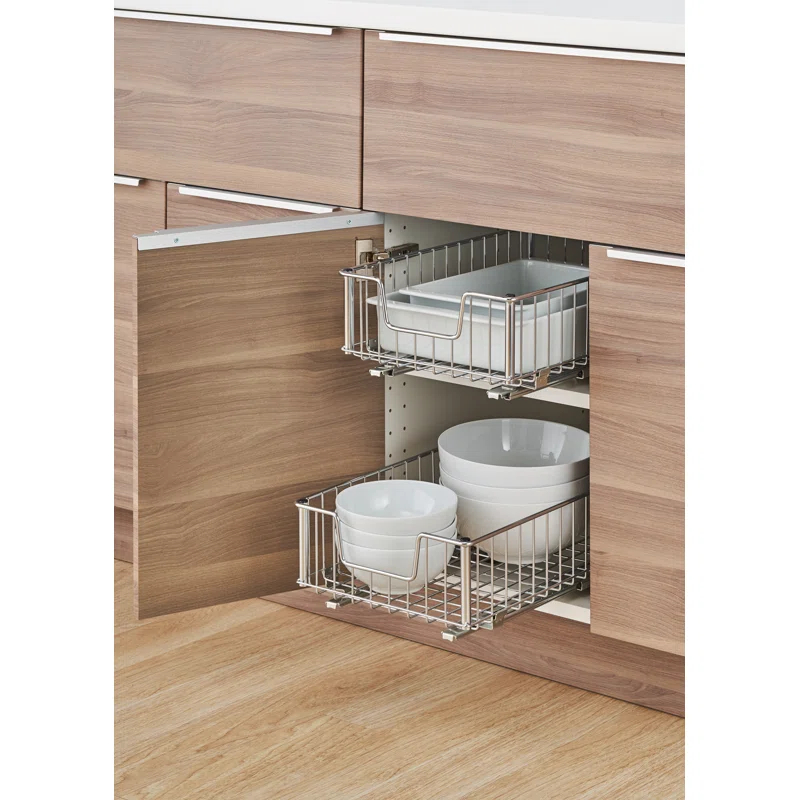Trinity TRINITY 11.5 in. W x 6.25 in. H x 17.75 in. D Chrome Steel Wire in Cabinet Sliding Drawer