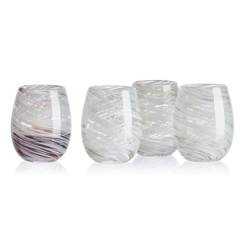 Mikasa Color Swirl 16 oz. Stemless Wine Glasses (Set of 4)
