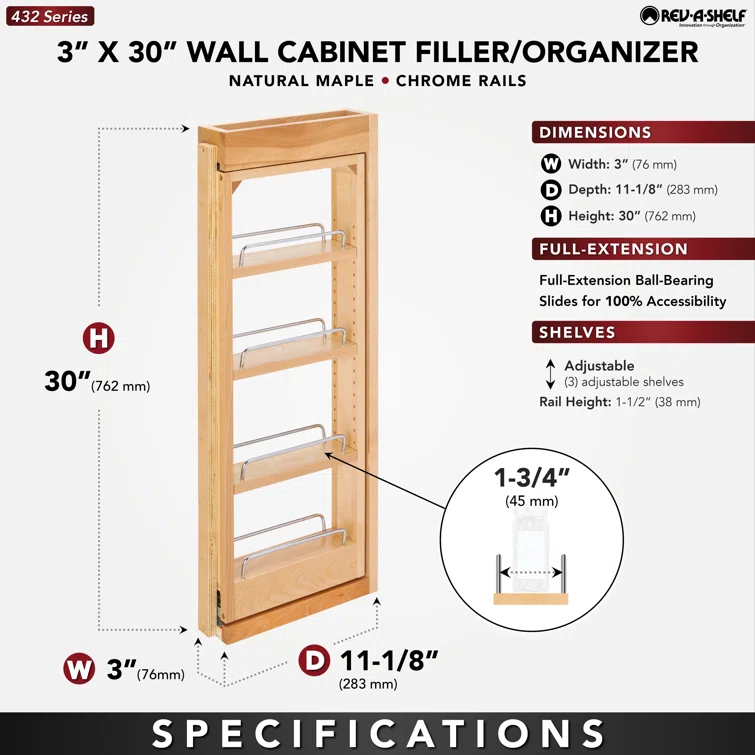 Rev-A-Shelf Rev-A-Shelf Pull Out Kitchen Cabinet Organizer Pantry Spice Rack